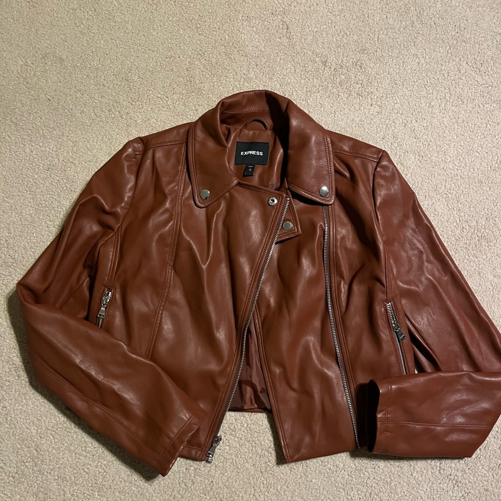 Brown Leather Jacket from Express size Medium